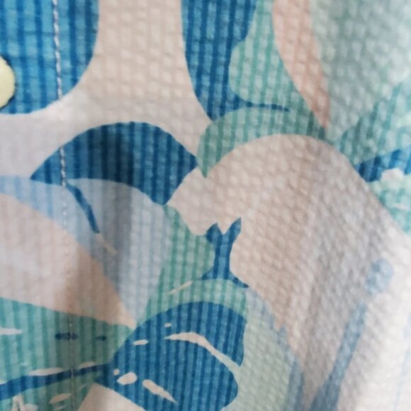 Tommy Bahama Men's XL Seersucker Nova Wave Beach Day Blooms Camp Shirt Pink Pool - Picture 4 of 9
